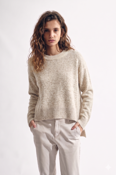 Sweater Recorte arena melange